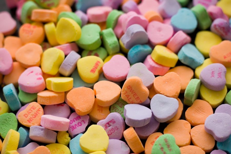 Colorful Valentines Day candy hearts