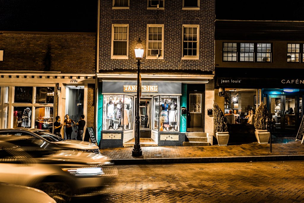 storefront of shops in small town