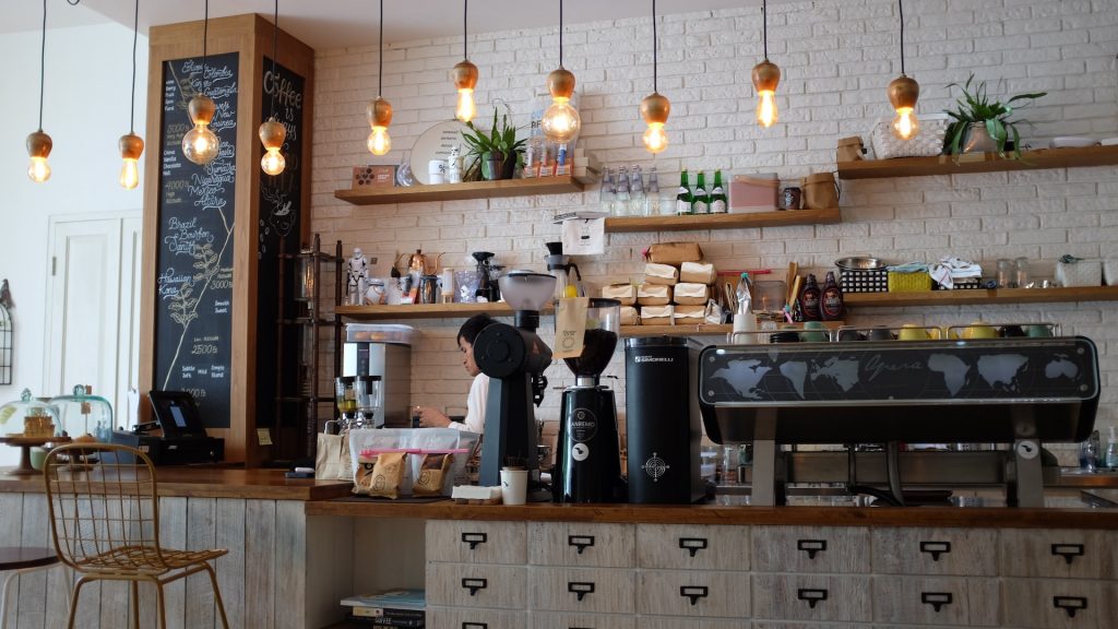 Vintage coffee shop counter